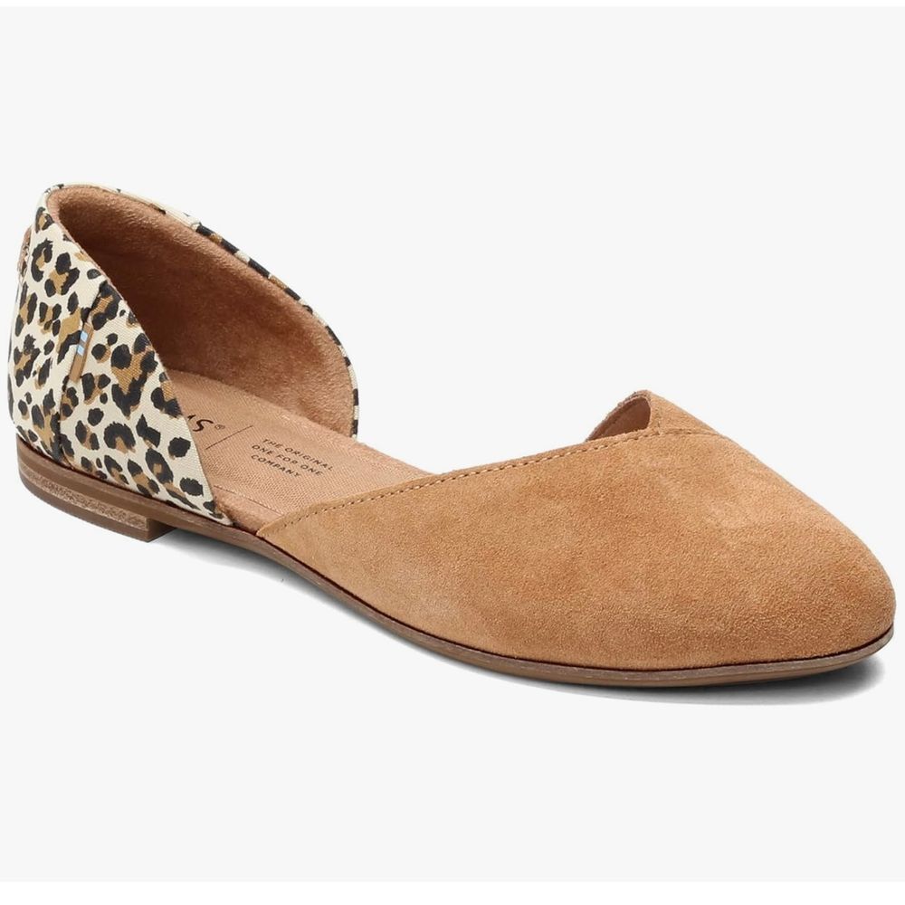 Toms Tan and Leopard Print Flats